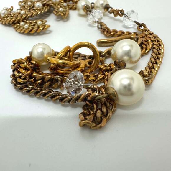 CHANEL Gold Pearl Logo Necklace - Picture 8 of 9